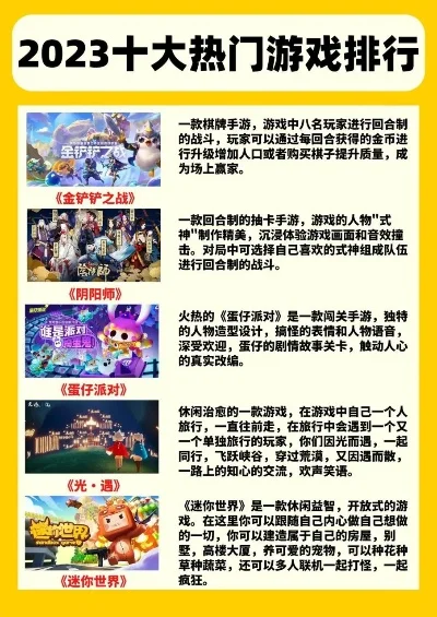 手游排行榜解析：热门游戏与经营类游戏推荐