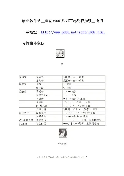 2002出招表拳皇-经典格斗时空之旅