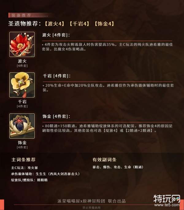 原神迪希雅圣遗物怎么选：词条推荐与搭配技巧