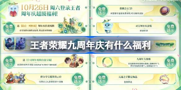 王者荣耀九周年庆典福利全解析