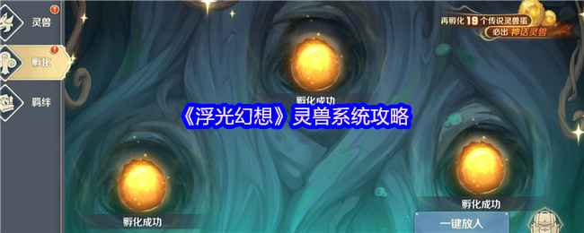 浮光幻想灵兽系统玩法攻略：60级解锁，五种灵兽及孵化羁绊详解